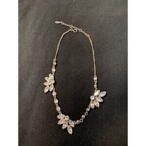 Ann Taylor silver toned crystal statement necklace